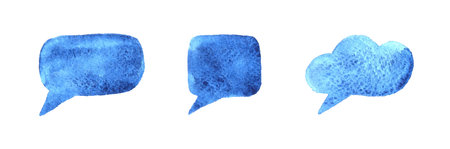 Watercolor speech bubbles set. Vector hand drawn dialog balloonsのイラスト素材
