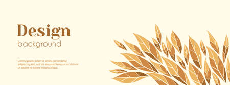 Autumn banner template. Vector floral minimal background with autumn leaves and copy space for text.のイラスト素材