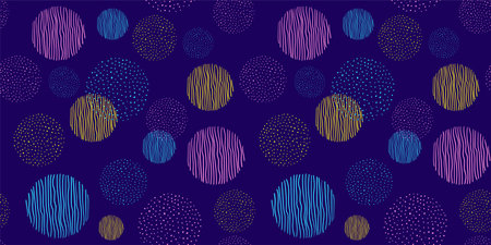 Abstract seamless pattern with hand drawn dotted circles. Funny background for wallpaper, wrapping paper, fabric printのイラスト素材