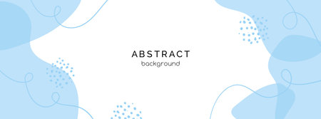Minimal vector banner in blue colors. Abstract organic shapes background with copy space for text. Facebook cover template, web headerのイラスト素材