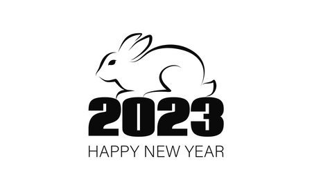Happy New Year 2023 vector greeting card with rabbitのイラスト素材