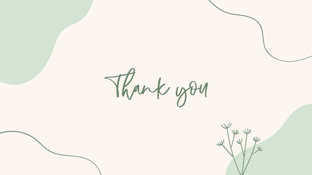 Thank you card, presentations vector template. Natural green minimal abstract background with organic shapes, linesのイラスト素材