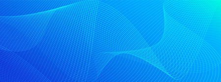 Blue gradient abstract wavy lines long banner.のイラスト素材