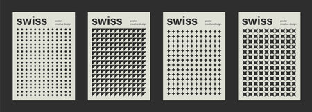 Swiss poster design vector templates. Abstract retro geometric pattern flyers, magazine covers, banners, wall artのイラスト素材