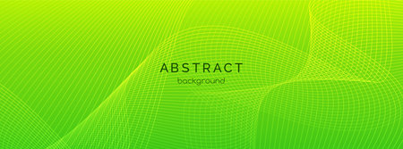 Green gradient abstract long background. Vector wavy lines minimal banner, cover, business presentations, web header designのイラスト素材