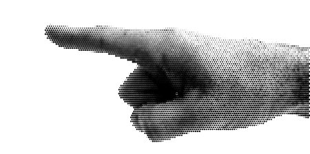 Halftone dotted male hand finger point. Vector textured male arm for trendy y2k retro collageのイラスト素材