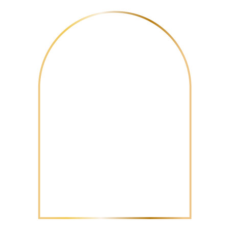 Golden arc frame. Vector outline thin aesthetic geometric shine border for invitations designのイラスト素材