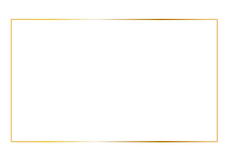 Golden rectangular frame. Vector outline thin aesthetic geometric shine border for invitations designのイラスト素材