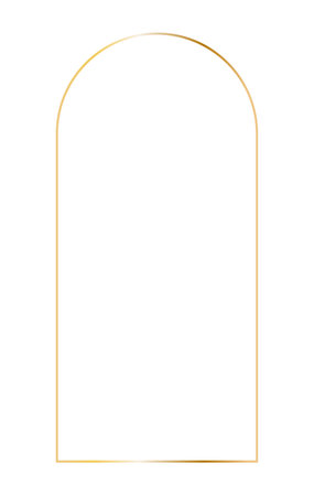 Golden arc long frame. Vector outline thin aesthetic geometric shine border for invitations designのイラスト素材