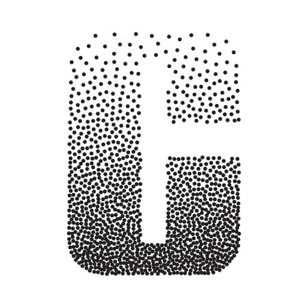 Halftone gradient grain letter C. Vector stipple dotted textured fontのイラスト素材