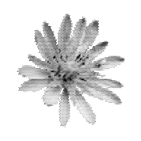 Halftone dotted cutout flower for trendy y2k retro collages. Vector textured blossomのイラスト素材