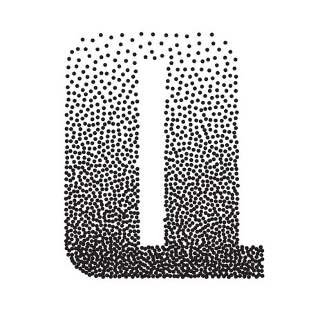 Halftone gradient grain letter Q. Vector stipple dotted textured fontのイラスト素材