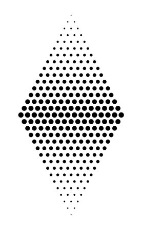 Halftone dotted diamond design element . Isolated vector spotted mosaic rhombus shape textureのイラスト素材