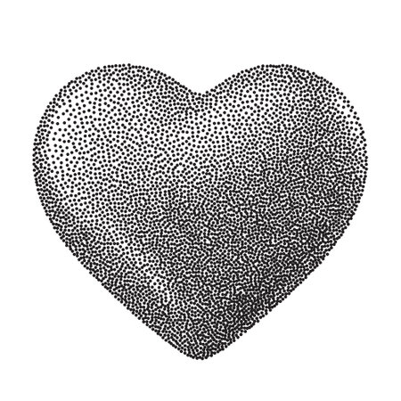 Stippling dotted heart shape for trendy y2k Valentines day retro collage. Vector textured photocopy effect 3d heartのイラスト素材