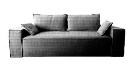 Halftone dotted sofa for trendy y2k retro collage. Vector photocopy effect textured furnitureのイラスト素材