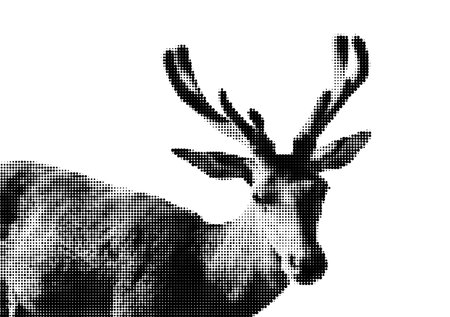 Halftone dotted deer for trendy y2k retro collage. Vector isolated wild animal illustrationのイラスト素材