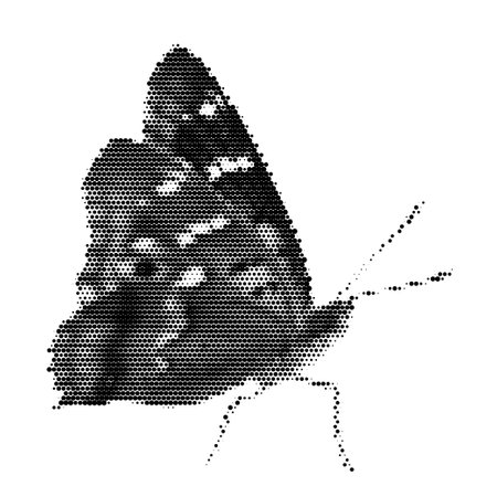Halftone dotted butterfly for trendy y2k retro collage. Vector isolated insect textured illustrationのイラスト素材