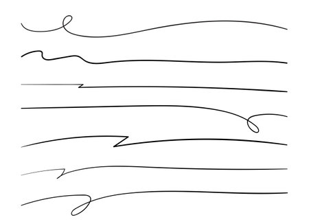 Underline hand drawn brush strokes set. Vector doodle sketch scribble lines, pencil border, dividerのイラスト素材