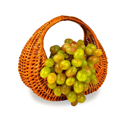 Green grapes in a basket.の写真素材