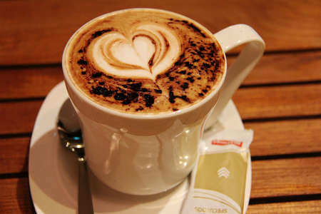 Delicious invigorating cappuccino coffee for breakfast.の写真素材