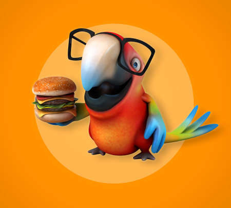 Cute and funny parrots. Funny and funny. Suitable for printing on clothes.の写真素材