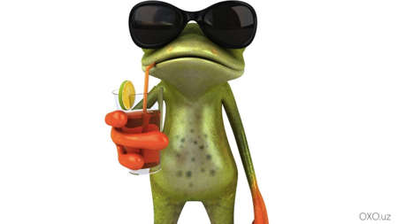 Cheerful frog. The drawing is suitable for a T-shirt.の写真素材