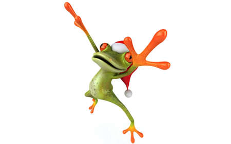 Cheerful frog. The drawing is suitable for a T-shirt.の写真素材