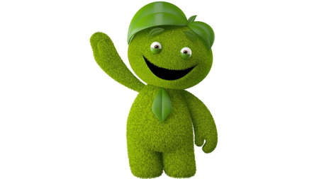 Funny cheerful green man. Beautiful drawing for a t-shirt.の写真素材