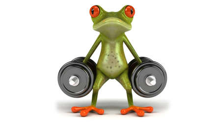 Cheerful frog. The drawing is suitable for a T-shirt.の写真素材