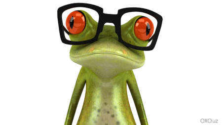 Cheerful frog. Drawing for a T-shirt.の写真素材