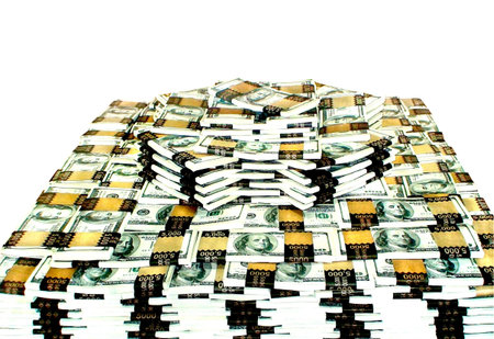 stack of 1 million dollars isolated on white