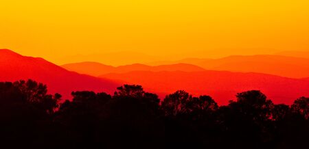 Sunset over Angeles forest mountains の写真素材