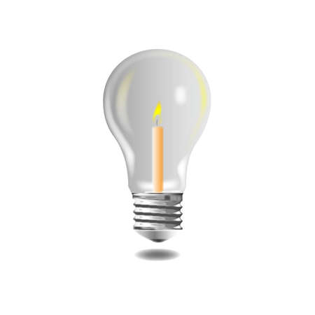 Electric Light bulb with candle on whiteのイラスト素材