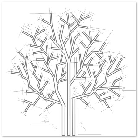  Black and white abstract background.Tree in  architectural style.のイラスト素材