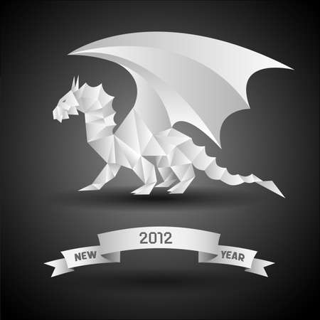 Dragon with banner New Year 2012. Vector origami.のイラスト素材