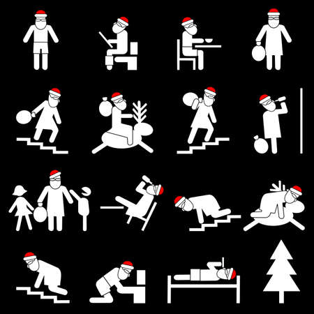 One day of life Santa's.Comic story for adults. Vector illustrationのイラスト素材