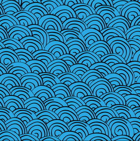 Seamless abstract hand-drawn pattern, waves backgroundのイラスト素材