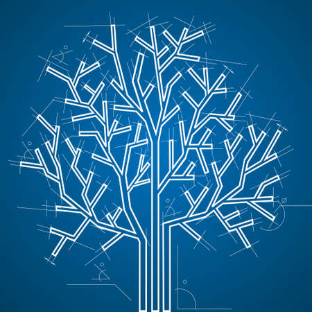   Tree in  architectural style. Vector background.のイラスト素材