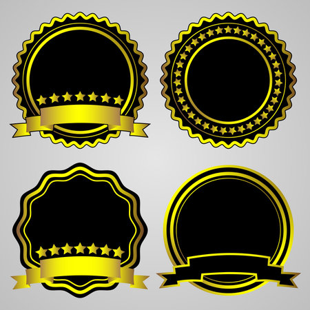 Gold-framed labels. Vector setのイラスト素材