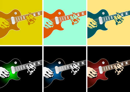 Musical background with guitar player.Vector illustrationのイラスト素材
