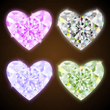 Diamond hearts.Vector setのイラスト素材
