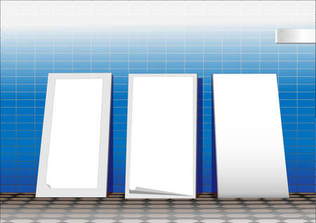 Three white advertising stands. のイラスト素材