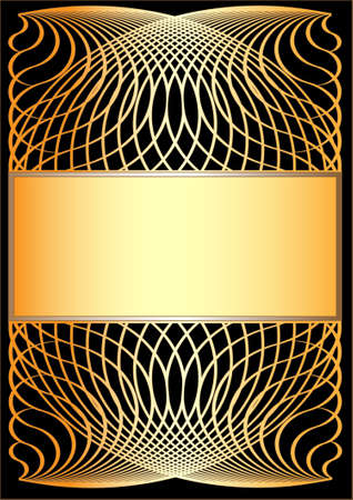 Gold frame  on black background.のイラスト素材