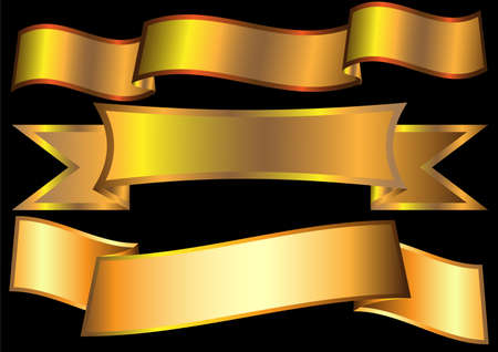 Gold ribbons on blackのイラスト素材