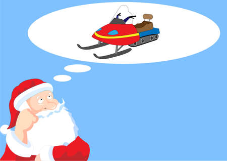 Santa Claus is dreaming of snowmobileのイラスト素材