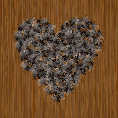 Insects in love.Creative valentine`s heartのイラスト素材