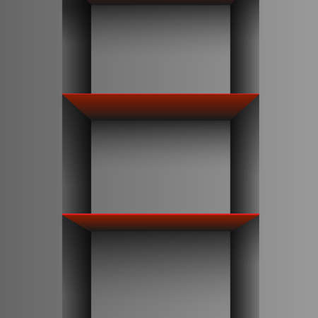  Two red empty shelf on grey background.Vector eps10のイラスト素材