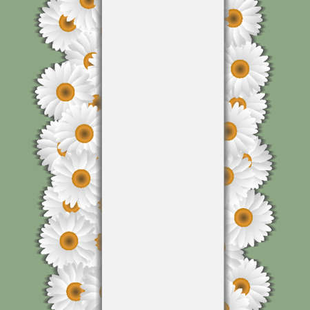  White Camomile card with paper. Vector eps10のイラスト素材