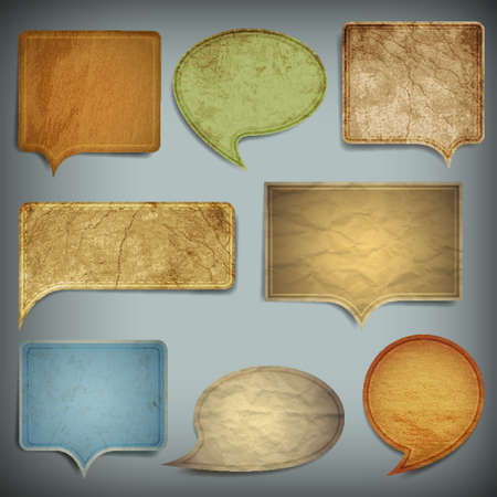  Set of vintage bubbles for speech old paper textureのイラスト素材