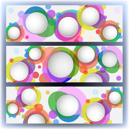 Three colorful banners with circlesのイラスト素材
